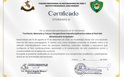 Certificado de II Seminario: Territorio, Memoria y Futuro